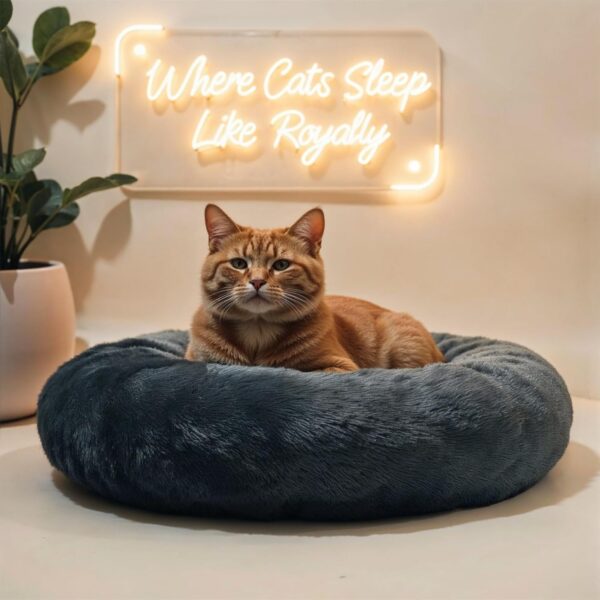 Round Donut Calming Cat Bed - Image 3